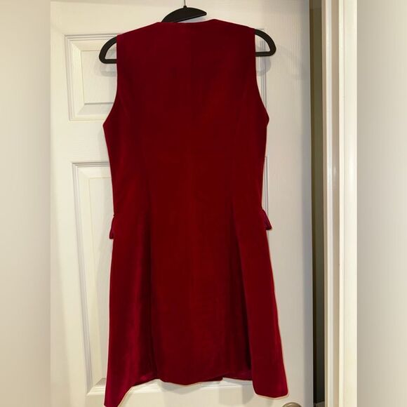 MOTF SLEEVELESS VELVET BLAZER DRESS W/OUT T Burgundy Double-Breasted Dress SZ M - Picture 13 of 14